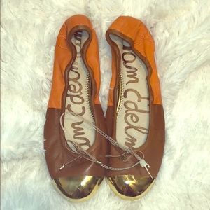 Sam Edelman Brown and orange leather flats